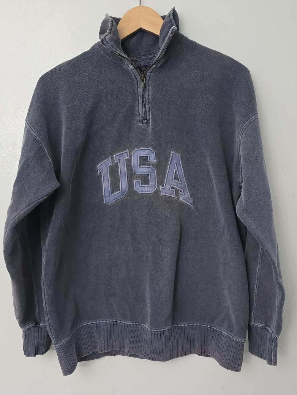 Vintage Limited America USA 1/4 Zip Sweatshirt Mens Size Small Distressed